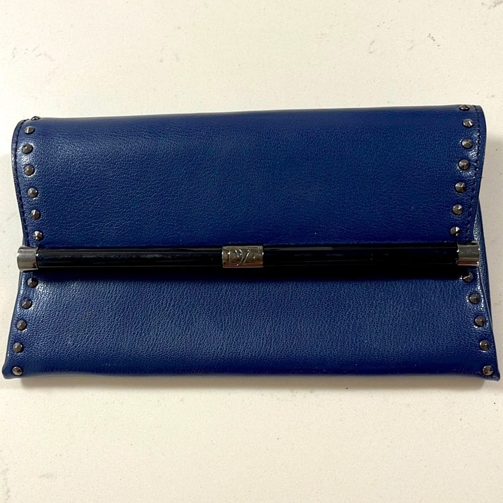 Diane von Furstenberg Clutch - Blue Leather. Never used.